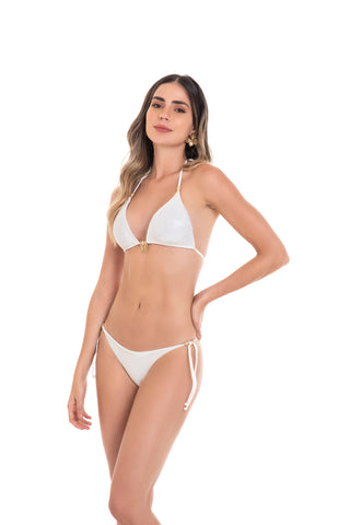 Florencia Gold Bikini Set Triangle-SemiThong Coverage Bottom Swimwear