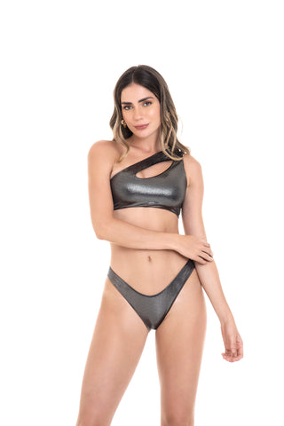 Florencia Gold Bikini Set Triangle-SemiThong Coverage Bottom Swimwear