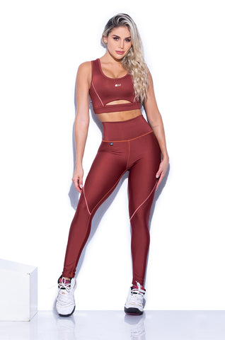 Legging Leather Effect High Waist Red Color